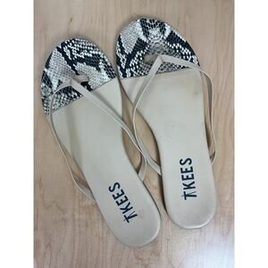 Tkees Tan with Snake Print toe Flip Flops Leather Size 10